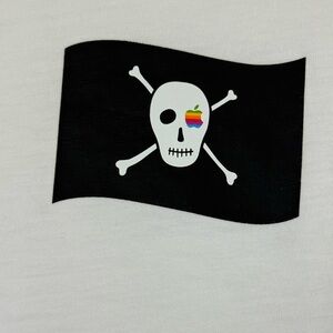 Apple Logo White Tee with Black Skull Design